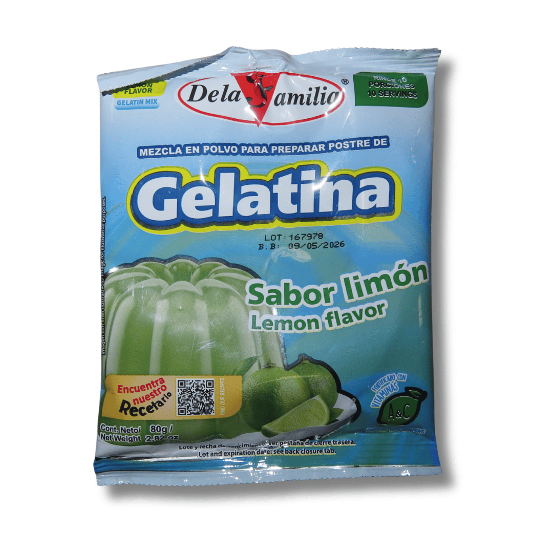Dela Familia Gelatina Limon 80g - El Mercadito Salvadoreno