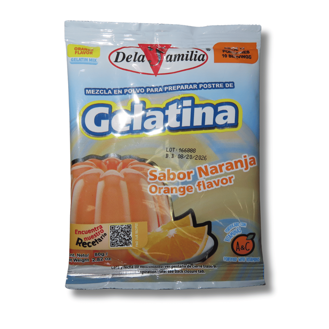 Dela Familia Gelatina Naranja 80g - El Mercadito Salvadoreno