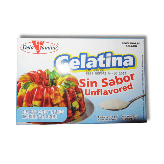 Dela Familia Gelatina Unflavored  30g - El Mercadito Salvadoreno