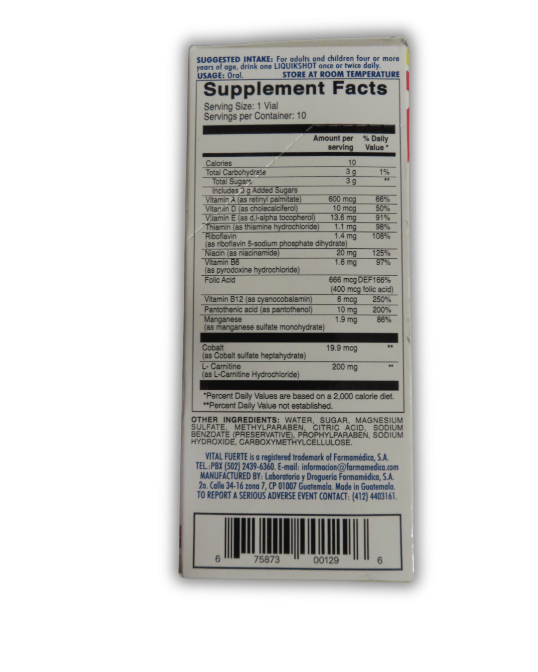 Vital Fuerte Liquikshot 100ml - El Mercadito Salvadoreno